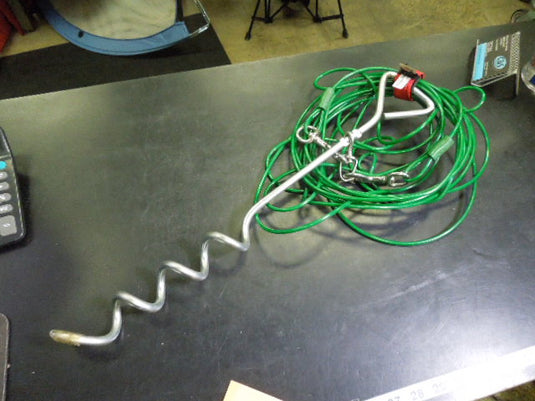 Used Steel Braided Dog Tie Down Cable with Spiral Anchor