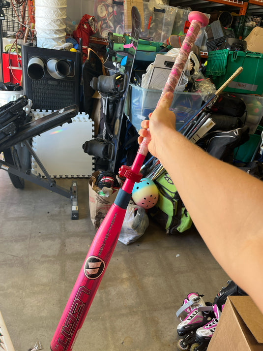 used worth pink legit xl highlighter softball bat + custom grip