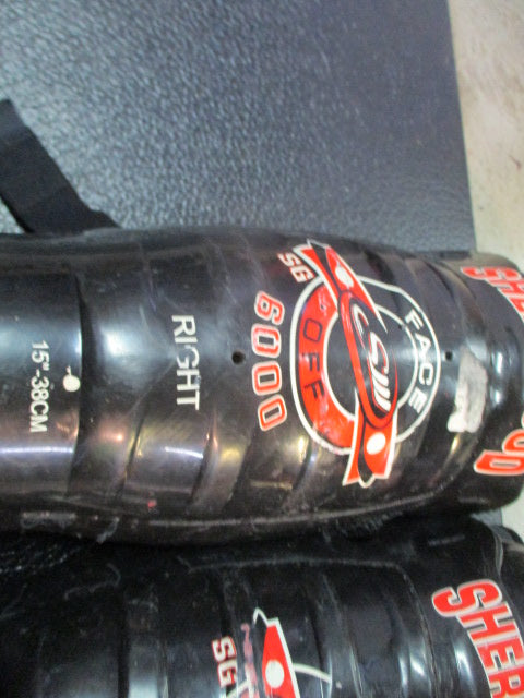 Used Sher-Wood Face Off 600 15" Hockey Shin Guards
