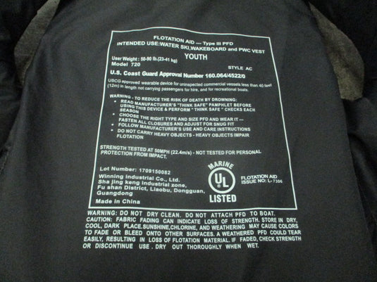 Used Jobe Youth Life Jacket Size 50-90lbs