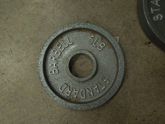 Used Standard Barbell 5 lb Cast Iron Olympic Plate