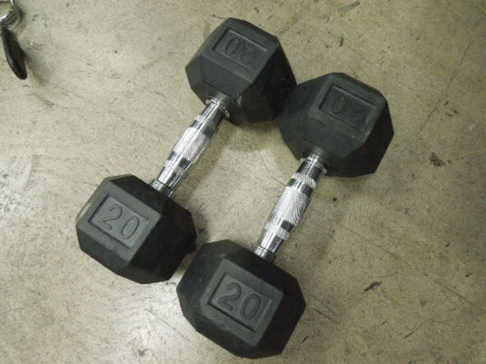 Used Single 20 lb Rubber Hex Dumbbell