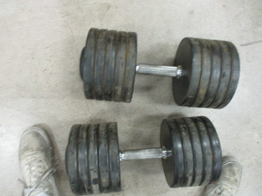 Used Intek 105 LB Rubber Dumbbell - PAIR