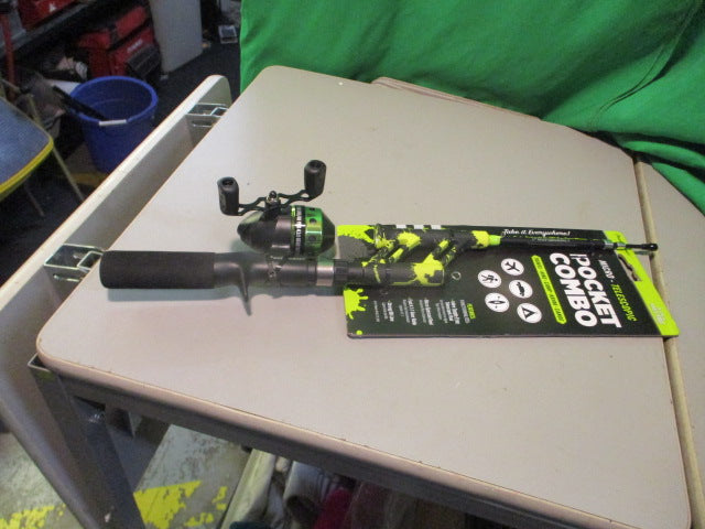 Load image into Gallery viewer, Profishiency Micro Green Splat Pocket Youth - 30in Fishing Pole Combo
