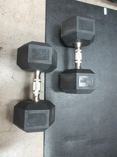 Used Hampton 45 LB Rubber Hex Dumbbell - Pair