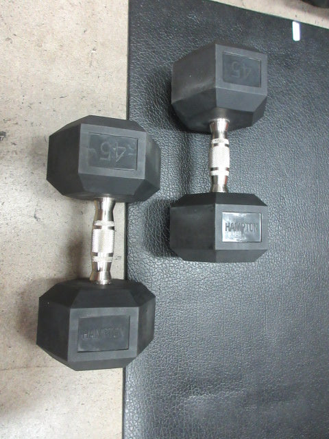 Load image into Gallery viewer, Used Hampton 45 LB Rubber Hex Dumbbell - Pair
