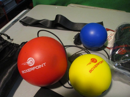 Used Boxer Point Reflex Balls on String with Headband Carry Bag and Hand Wraps