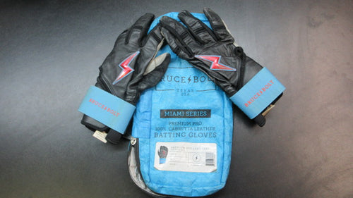 Used Bruce Bolt Bear Series Long Cuff Batting Gloves - Size Medium