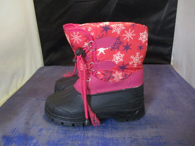 Load image into Gallery viewer, Used Pink Snowflake Snow Boots Youth Size 1 - small wear

