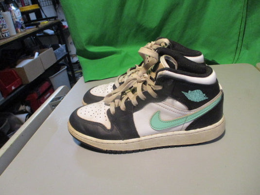 Used Air Jordan 1 Mid Green Glow Size Youth 4.5 Sneakers