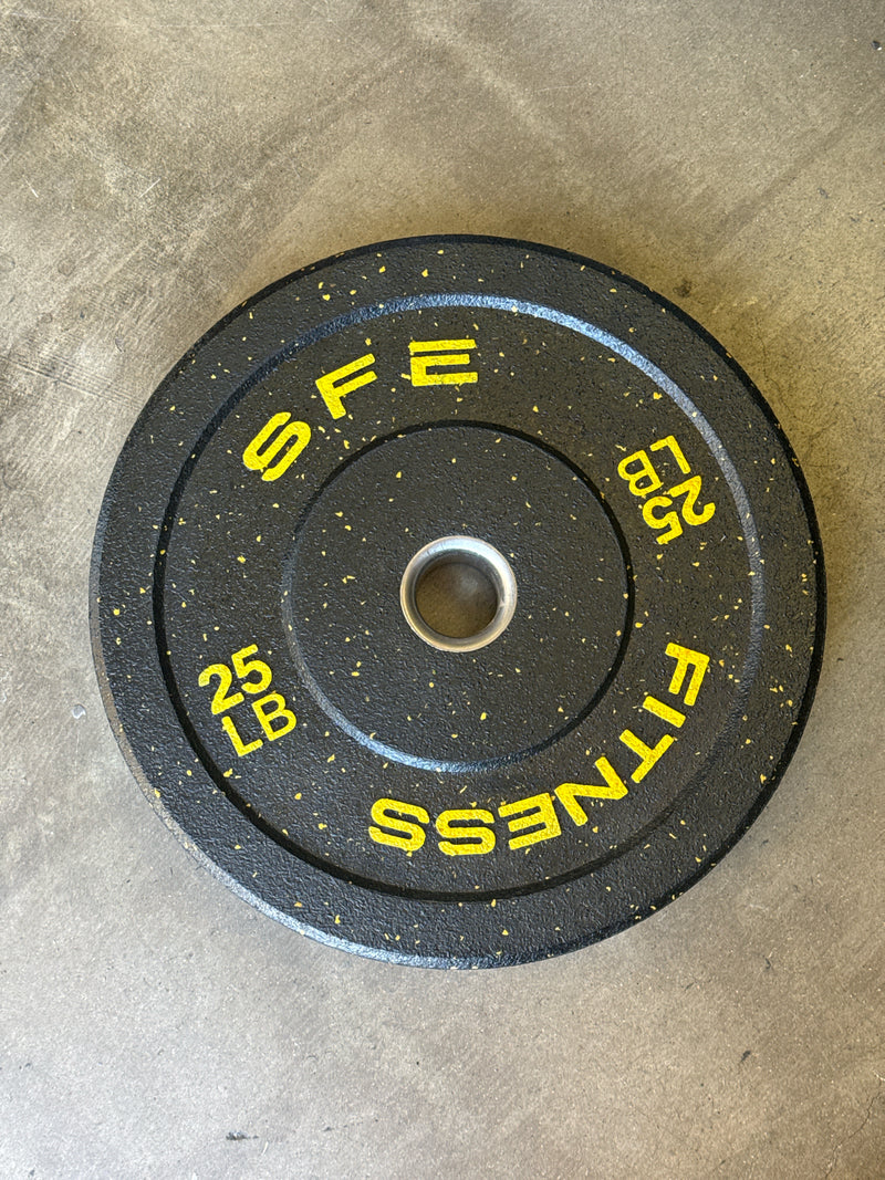 Load image into Gallery viewer, Used SFE Fitness 25lb Speckled Rubber Olympic Bumper Plates
