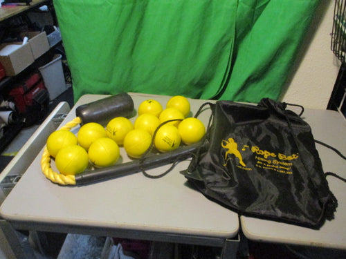 Used Rope Bat  Baseball & Softball Swing Trainer W/ 12 Balls