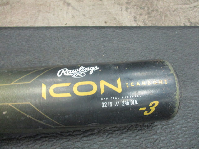 Load image into Gallery viewer, Used Rawlings Icon Carbon (-3) 32&quot; BBCOR Baseball Bat
