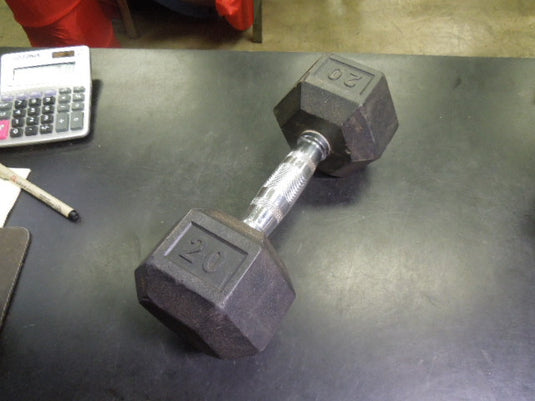 Used Single 20 lb Rubber Hex Dumbbell