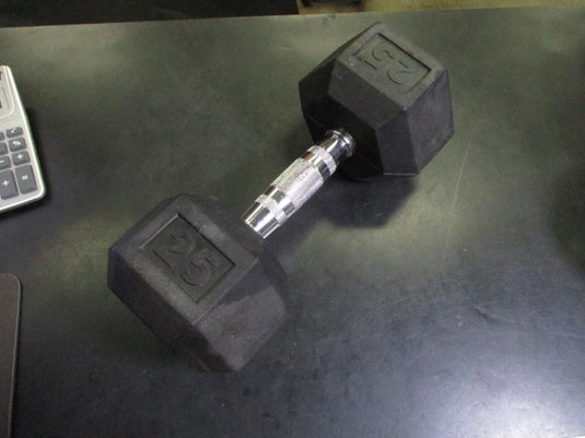 Used 25 lb Rubber Hex Dumbbell