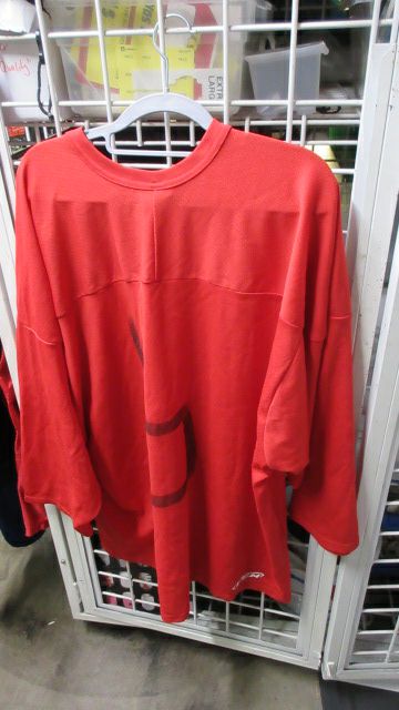 Load image into Gallery viewer, Used CCM #6 Red Hockey Jersey Adult Size XL - wear on shoulder
