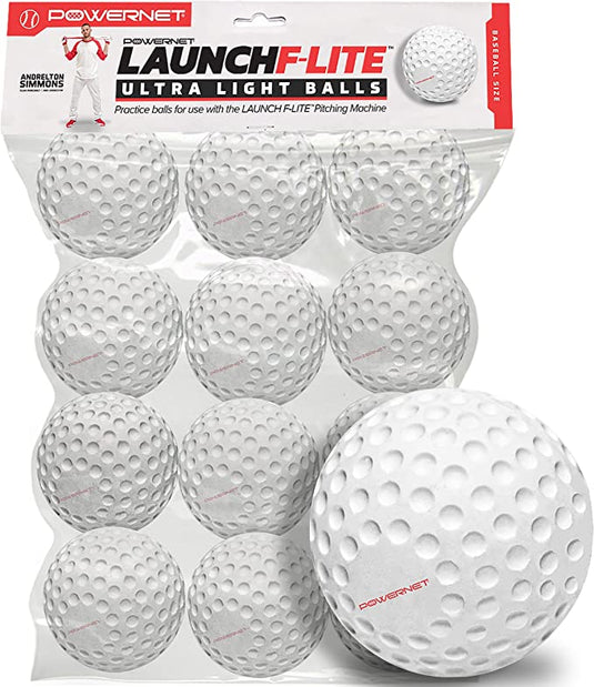 New PowerNet Launch F-Lite Pitching Machine Baseballs (12 Balls)