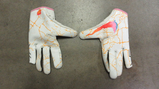 Used Nike Football Recievers Gloves Youth Small - White/ Pink
