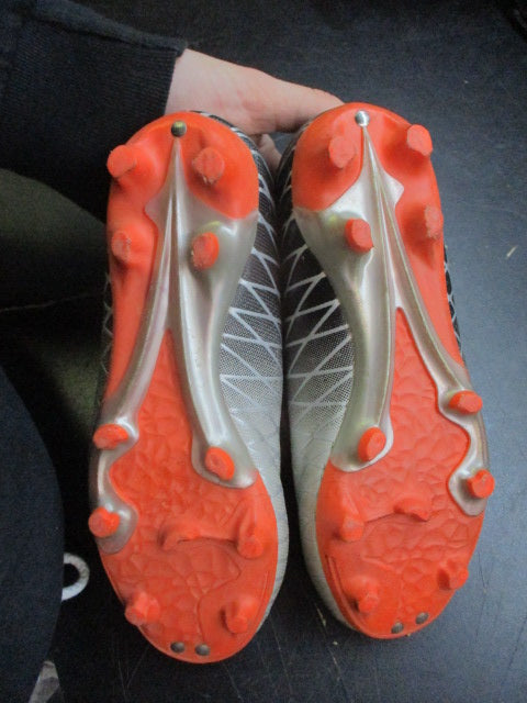 Used Kids' Silver Black Orange Lace-Up Cleats - Size 13