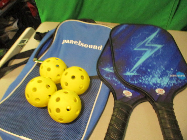 Load image into Gallery viewer, Used Panel Sounds Lighting Pickleball Set 2 Paddles 4 Balls

