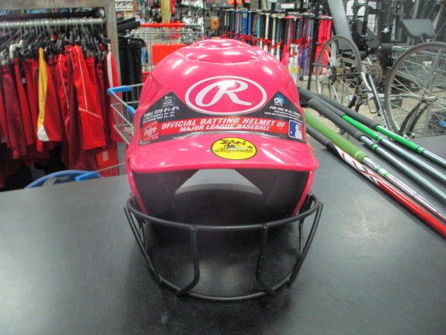 Load image into Gallery viewer, Used Rawlings Batting Helmet with Mask in Pink Size 6 1/4 - 6 7/8
