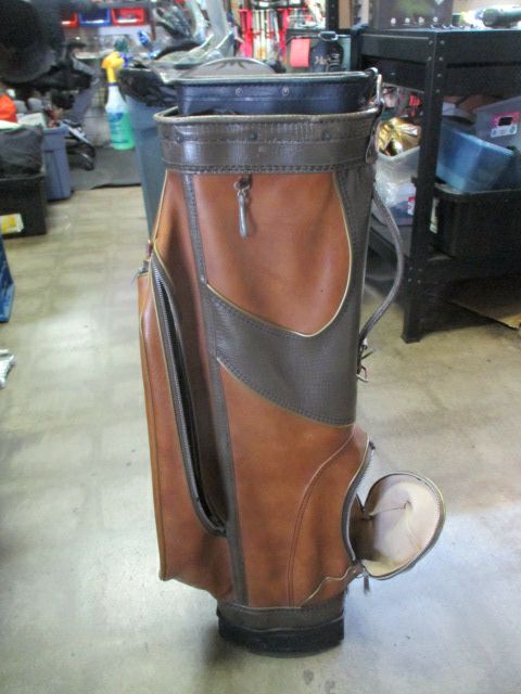 Load image into Gallery viewer, Used Vintage Atlantic Leather Golf Cart Bag - broken zippers
