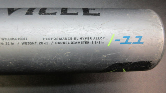 Used Louisville Slugger Solo 619 31" -11 USA Alloy Baseball Bat