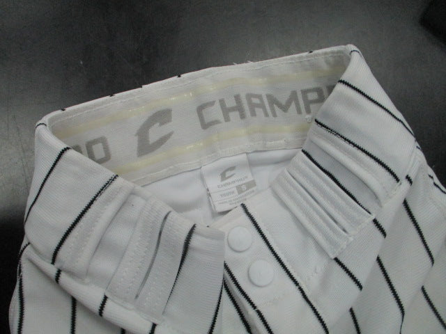 Load image into Gallery viewer, Used Champro Adjustable Open Bottom Black on White PS Pants Size Youth Small
