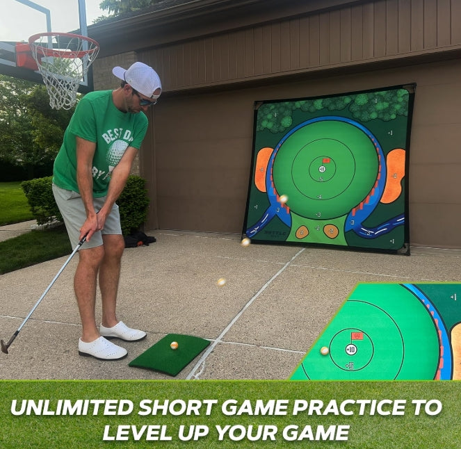 Load image into Gallery viewer, Used Battle Golf Chipping Game and Training Device Mat Stand and 11 Velcro Balls
