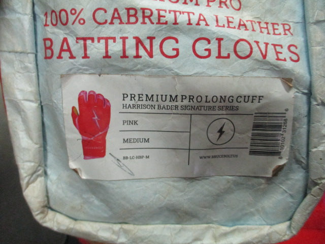 Load image into Gallery viewer, Used Bruce Bolt Pink Medium Batting Gloves Prmium Pro Long Cuff With Bag
