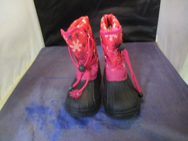 Load image into Gallery viewer, Used Pink Snowflake Snow Boots Youth Size 1 - small wear
