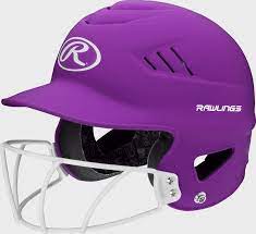 New Rawlings Coolflo Batting Helmet Finish w/ Mask - Purle 6 1/2 - 7 1/2