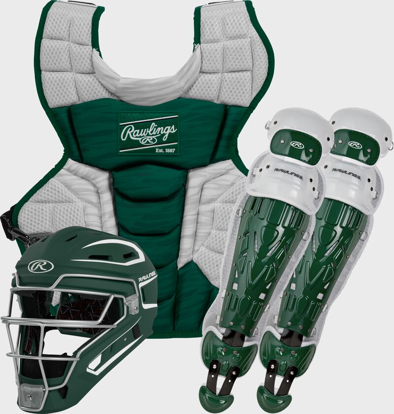 Load image into Gallery viewer, New Rawlings Velo 2.0 Adult Catcher&#39;s Set Ages 15 + - Dark Green / White
