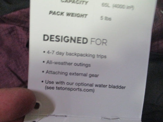 Teton Explorer 65 5lb Pack 65 Liter Weist 28"-70" Maroon