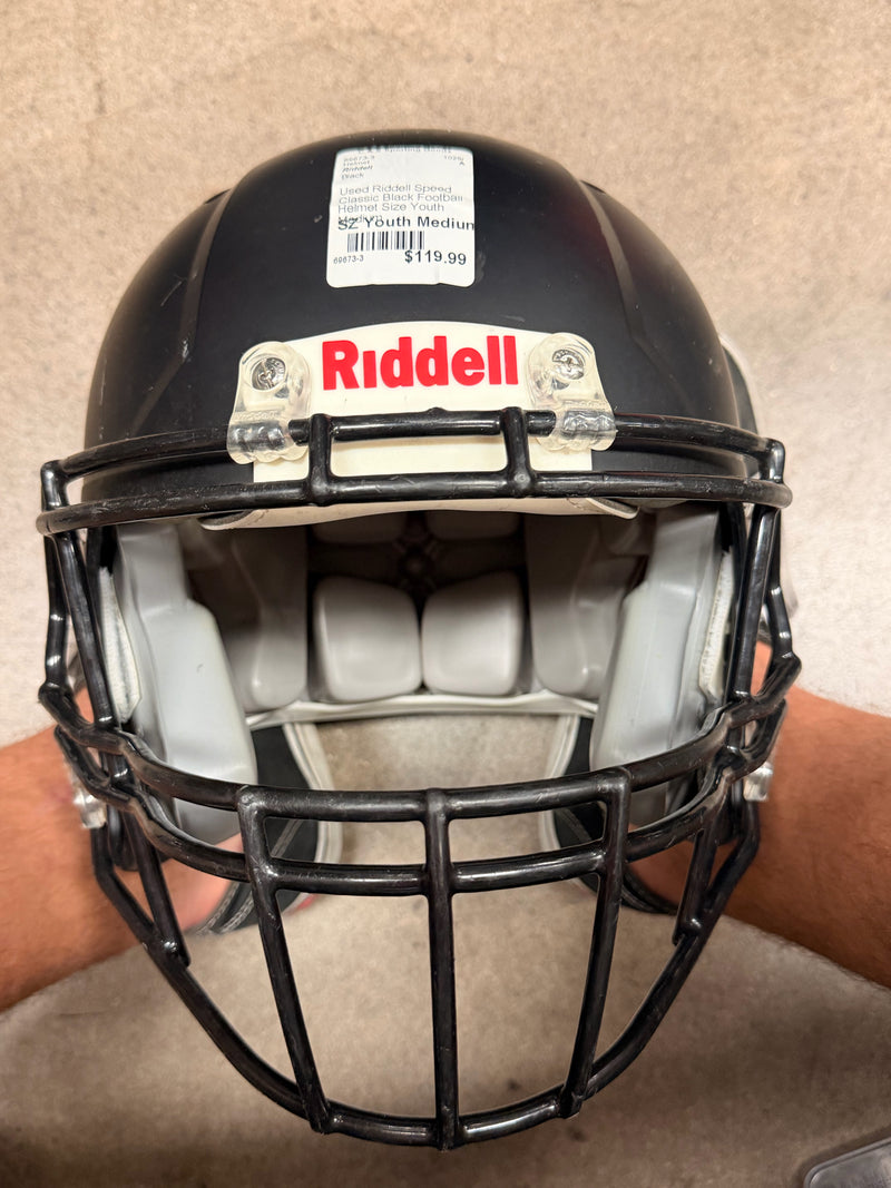 Load image into Gallery viewer, Used Riddell Speed Classic Black Football Helmet Size Youth Medium
