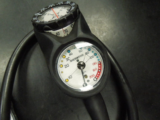 Used Sherwood Scuba Diving Analog Compass & Pressure Gauge Console