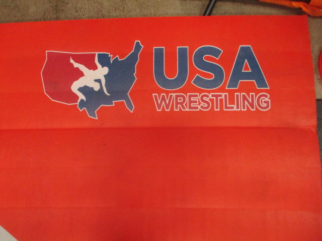 Load image into Gallery viewer, Used USA Wrestling 5ft X 10ft Roll Out Wrestling/Martial Arts Floor Mat
