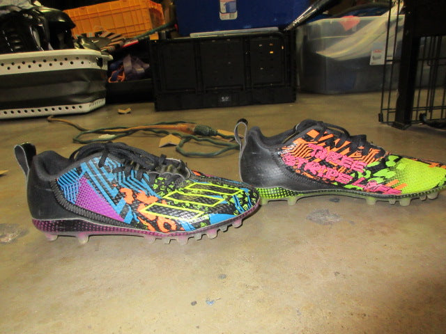 Load image into Gallery viewer, Used Adidas Adizero 12.0 'Mismatch - Black Multi-Color Football Cleats - Size 6
