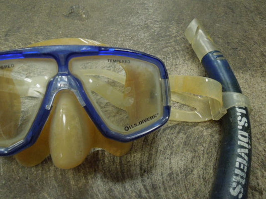 Used Vintage U.S. Divers Tempered Dive Goggles and Snorkel