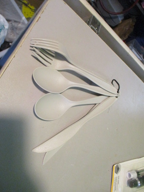 Used Camping Set Of Dinnerware Forks,Spoon,Butter Knife