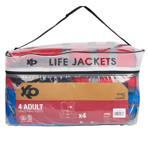 New X2O Adult Universal Life Vests Pack - Red/Blue - 4 Pack