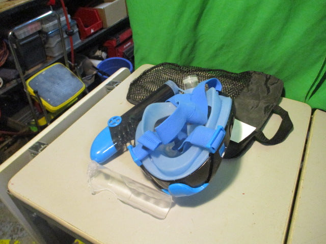 Load image into Gallery viewer, Used Blue Full Face Swim Snorkel - S/M
