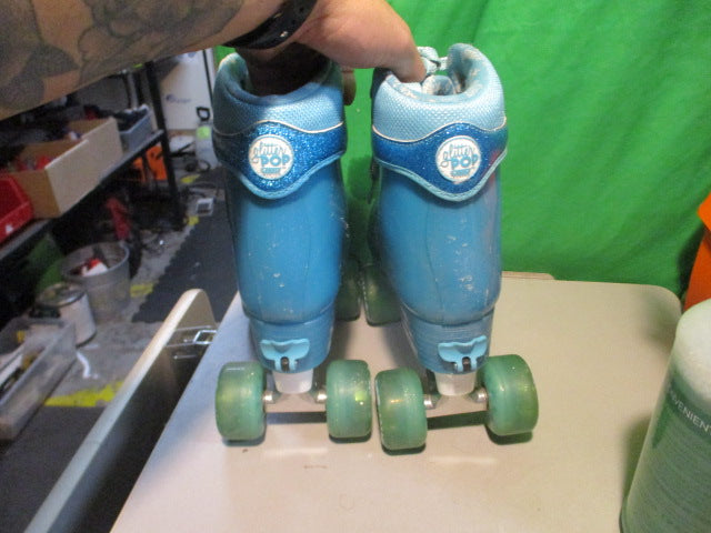 Load image into Gallery viewer, Used CRAZY Glitter Teal POP Adjustable Size Kids 3-6 Quad Skates
