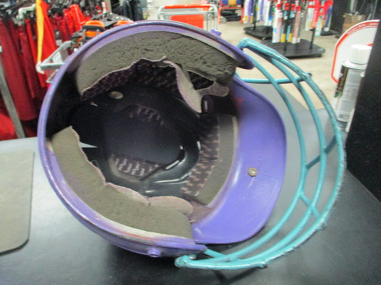 Used Rawlings Purple Batting Helmet w/ Facemask (Wear On Pads)