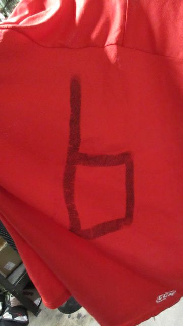 Load image into Gallery viewer, Used CCM #6 Red Hockey Jersey Adult Size XL - wear on shoulder
