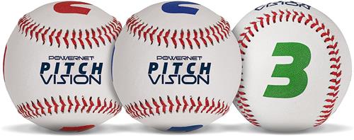 New Powernet Pitch Vision Training Baseball 3 Pack - 4 Numbered Sides