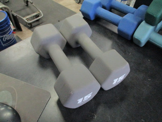 Used Pair of Cap Neoprene 15 lb Dumbbells