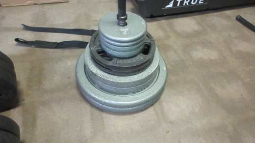 Used 150lb Complete Standard WEIGHT SET With 2 Piece Bar