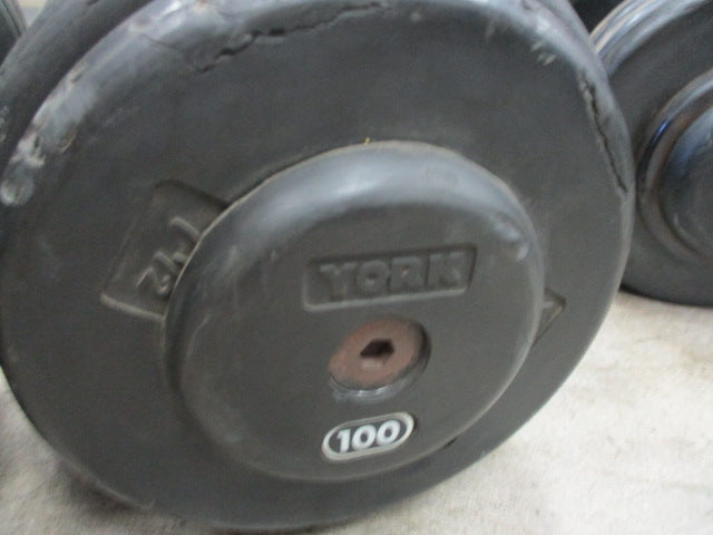 Load image into Gallery viewer, Used York 100 LB Rubber Dumbbell - PAIR
