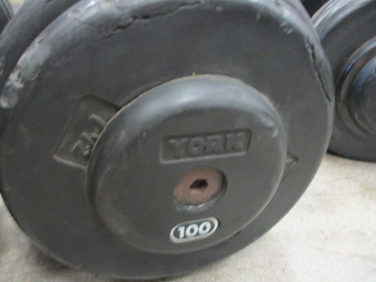 Used York 100 LB Rubber Dumbbell - PAIR